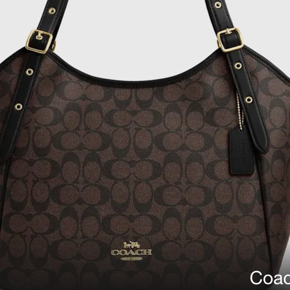 Coach Meadow Shoulder Bag In Signature Canvas-Color: Gold/Brown Black - Picture 2 of 4